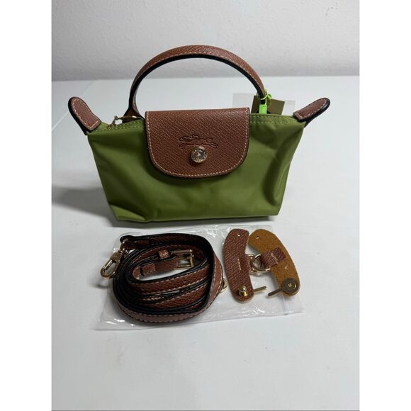 Longchamp Mini Le Pliage Green Top Handle Bag + Strap - Picture 6 of 9